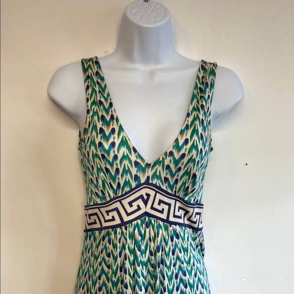 Vintage Diane Von Furstenberg Stylish Green Patterned Tank Dress, size 2 - Picture 2 of 10